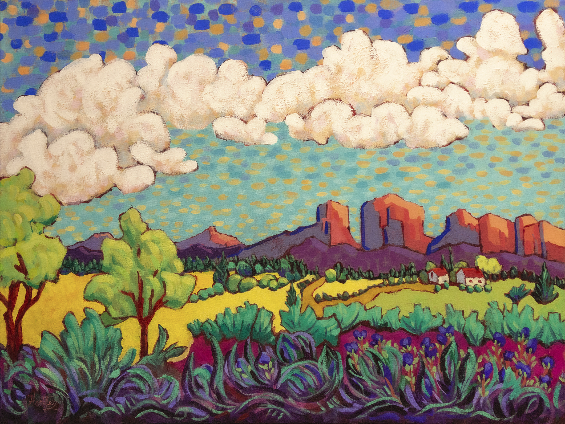 Hartley, Claudia,WesternHomestead,acrylic,30x40,Booth Museum Purchase Award, May 2020