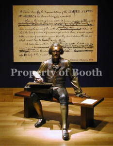 © George Lundeen, Thomas Jefferson, 2001, bronze, 54 x 40 x 41″