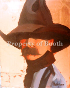 © David DeVary, Cowboy Portrait, 2004, June 2, oil, copper leaf, 14" x 11"