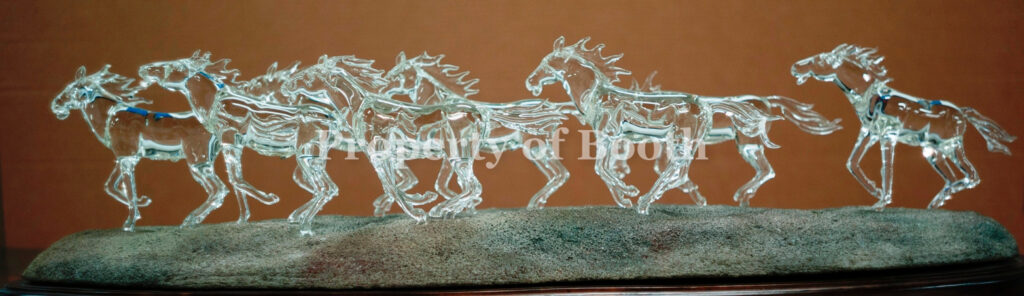 © Hans Godo Frabel, Mustangs, 1983, glass and stone, 9 x 38 x 14″, Gift of Frabel Art Foundation, Inc.