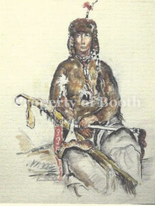 © Benjamin E. Shute, Seated Indian with Tomahawk, n.d., Watercolor, gouache, graphite, 24" x 20", Gift of Beatrice Plummer Potts Woodruff