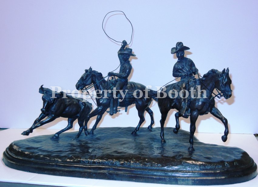 © John Henry Kittelson, Cow Country Sport, n.d., bronze, 12.5 x 26 x 15.5″
