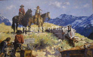 © C. Michael Dudash, Fellows, You Known Jumping the Claim is Against the Law, n.d., acrylic on Panel, 38.5" x 57"