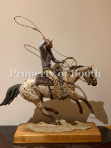 © Harry Jackson, Ropin' a Star, ca 1991, painted bronze, 25 x 23 x 9″, The Frank Harding Collection