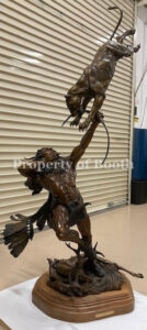 © Vic Payne, When the Hunter Becomes the Hunted, 1999, bronze, 71 x 36 x 20″, In memory of Samuel Betor