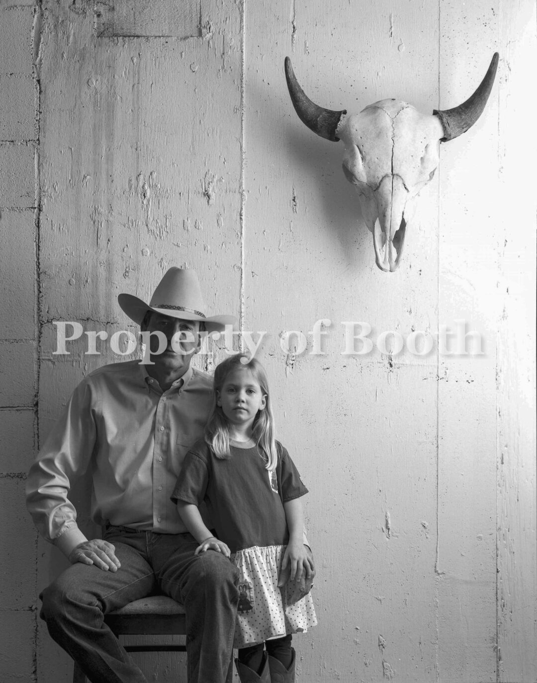 © Jay Dusard, Ian Tyson and daughter, Adelita Rose, Tyson Ranch, Alberta, 1991, Pigment Print, 15.25" x 12", PH2018.005.015, The Jay Dusard Collection at the Booth Western Art Museum