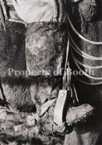 © Barbara Van Cleve, Calving Lot Footwear, Dee Dee Dickinson, Vermillion Ranch, Maybell, CO, 1993, Pigment Print, 19.4″ x 13.66″, PH2019.001.007, Museum Purchase