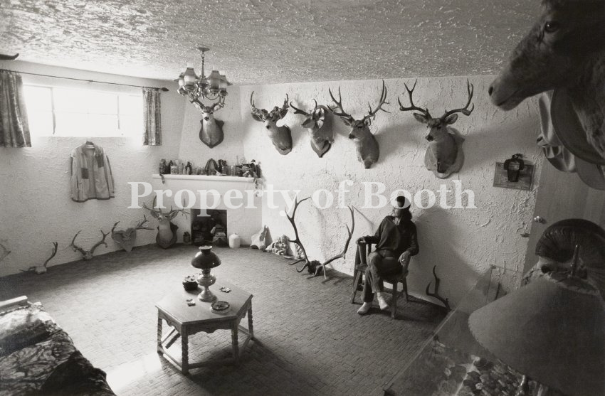 © Barbara Van Cleve, Jewell McAdoo Lutich, Her Father's Trophy Room, Sierra Blanca, TX, 1988, Silver Gelatin Print , 11.6" x 17.7", PH2019.001.024, Museum Purchase