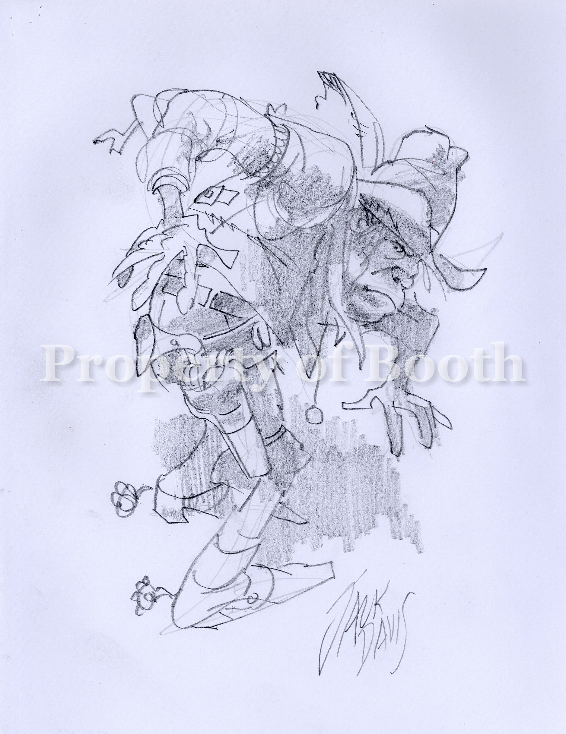 © Jack Davis, 2004, pencil on paper, 11 x 8.5", Gift of the Artist
