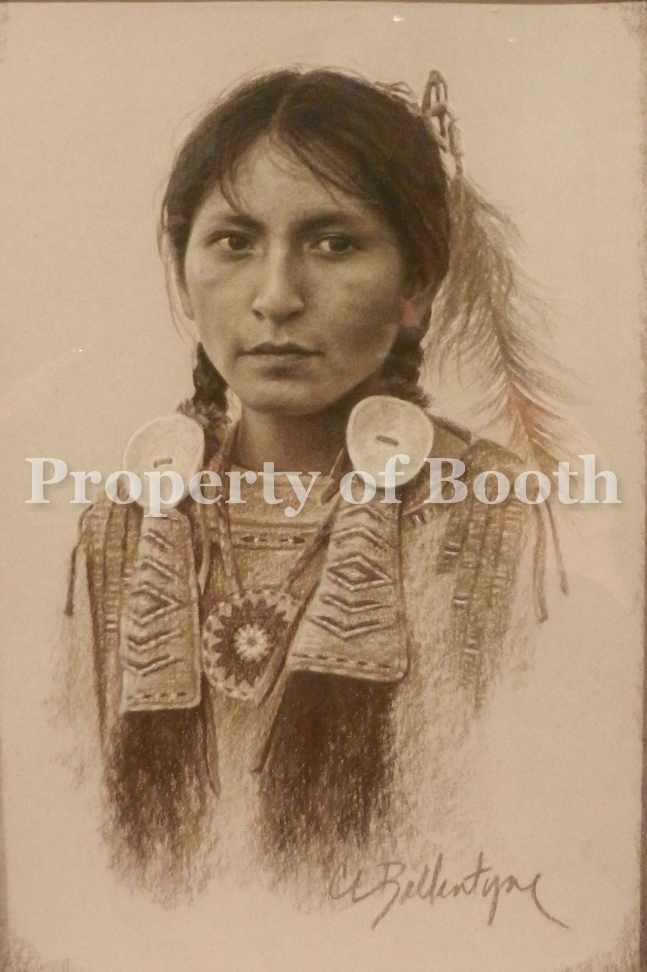 © Carrie L. Ballantyne, Untitled (Portrait of Indian Girl), n.d., pencil on paper, 12 x 8" 