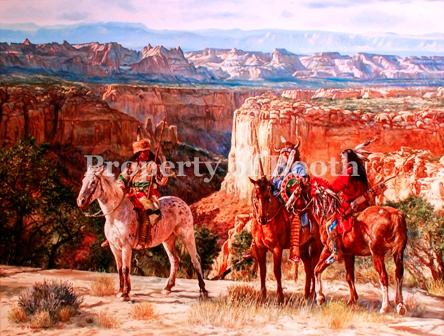 © Hubert Wackermann, Shoshone Hunting Party, 2005, oil, 39.5" x 49", Gift of Hubert Wackermann