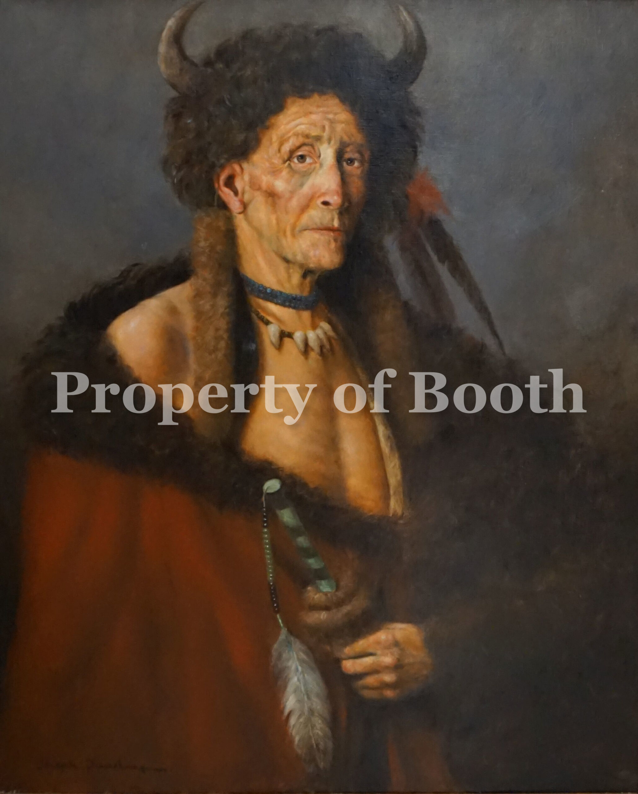 © Joseph Dawle, Indian in Robe, n.d., oil, 35.75 x 29.75", The Frank Harding Collection