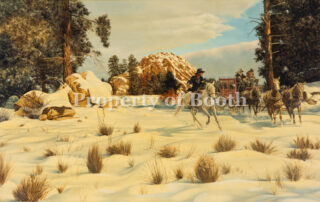 © William Burlingame, The Escort, 1984, oil on Masonite, 20 x 40", Gift of Levon Thomas