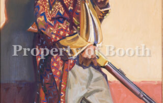 © John Moyers, Security, 2014, oil on board, 30 x 15", Gift of Levon Thomas