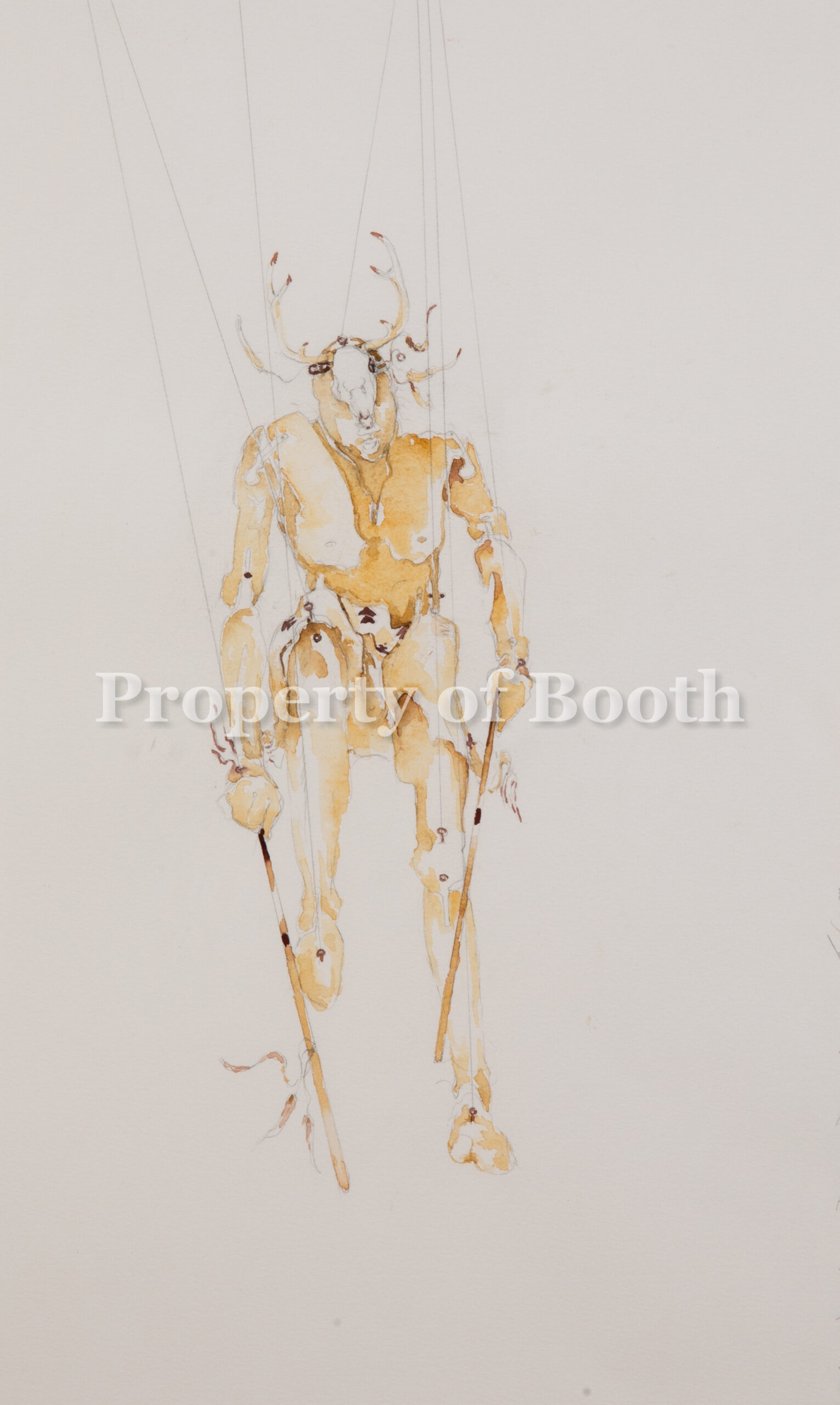 © Armond Lara, Study of Deer Dancer V, 2002, iron oxide on paper, 18.5 x 11", Gift of Wells Real Estate Fund, Inc.